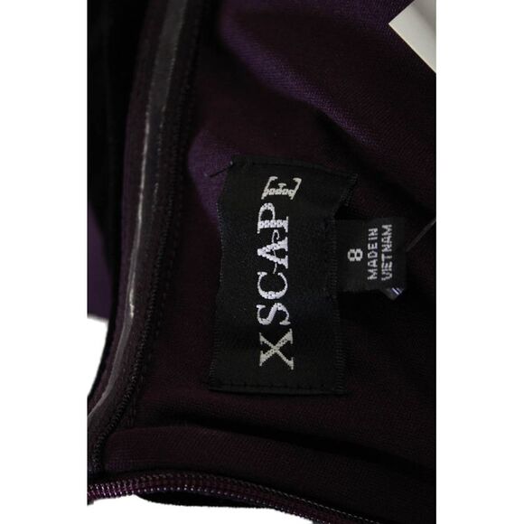 Xscape Womens Velvet Banded Off The Shoulder Long Sleeve Gown Eggplant Size 8 - Picture 5 of 5